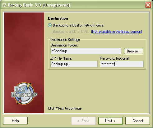 EZ Outlook Backup Basic Screenshot
